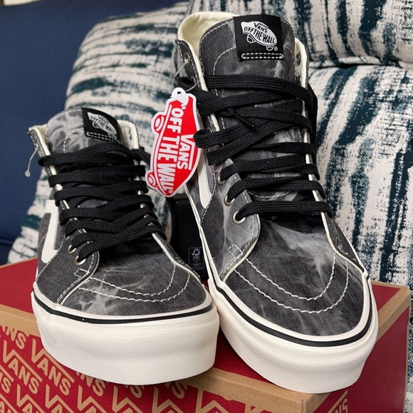 Vans Sk8-Hi Tapered Denim Destroy Black Marshmallow MENS - Picture 8 of 16